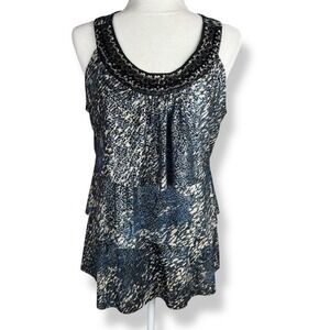 Y2K Vintage Tank Top Womens Size Medium Gold Metallic Chain Goth Edgy Punk‎ USA
